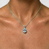 Large Aquamarine Pendant - Blue Teardrop Necklace - Statement Necklace