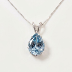 Large Aquamarine Pendant - Blue Teardrop Necklace - Statement Necklace