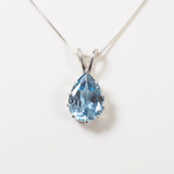 Large Aquamarine Pendant - Blue Teardrop Necklace - Statement Necklace