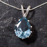 Large Aquamarine Pendant - Blue Teardrop Necklace - Statement Necklace