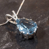 Large Aquamarine Pendant - Blue Teardrop Necklace - Statement Necklace