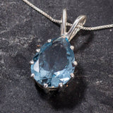 Large Aquamarine Pendant - Blue Teardrop Necklace - Statement Necklace