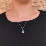 Large Aquamarine Pendant - Blue Teardrop Necklace - Statement Necklace