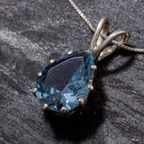 Gold Aqua Pendant - Teardrop Aqua Necklace - Gold Teardrop Necklace