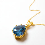 Gold Aqua Pendant - Teardrop Aqua Necklace - Gold Teardrop Necklace