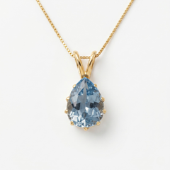 Gold Aqua Pendant - Teardrop Aqua Necklace - Gold Teardrop Necklace