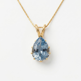 Large Aquamarine Pendant - Blue Teardrop Necklace - Statement Necklace