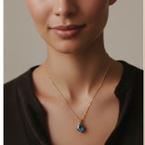 Gold Aqua Pendant - Teardrop Aqua Necklace - Gold Teardrop Necklace
