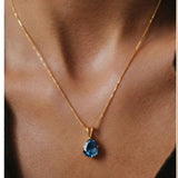 Gold Aqua Pendant - Teardrop Aqua Necklace - Gold Teardrop Necklace