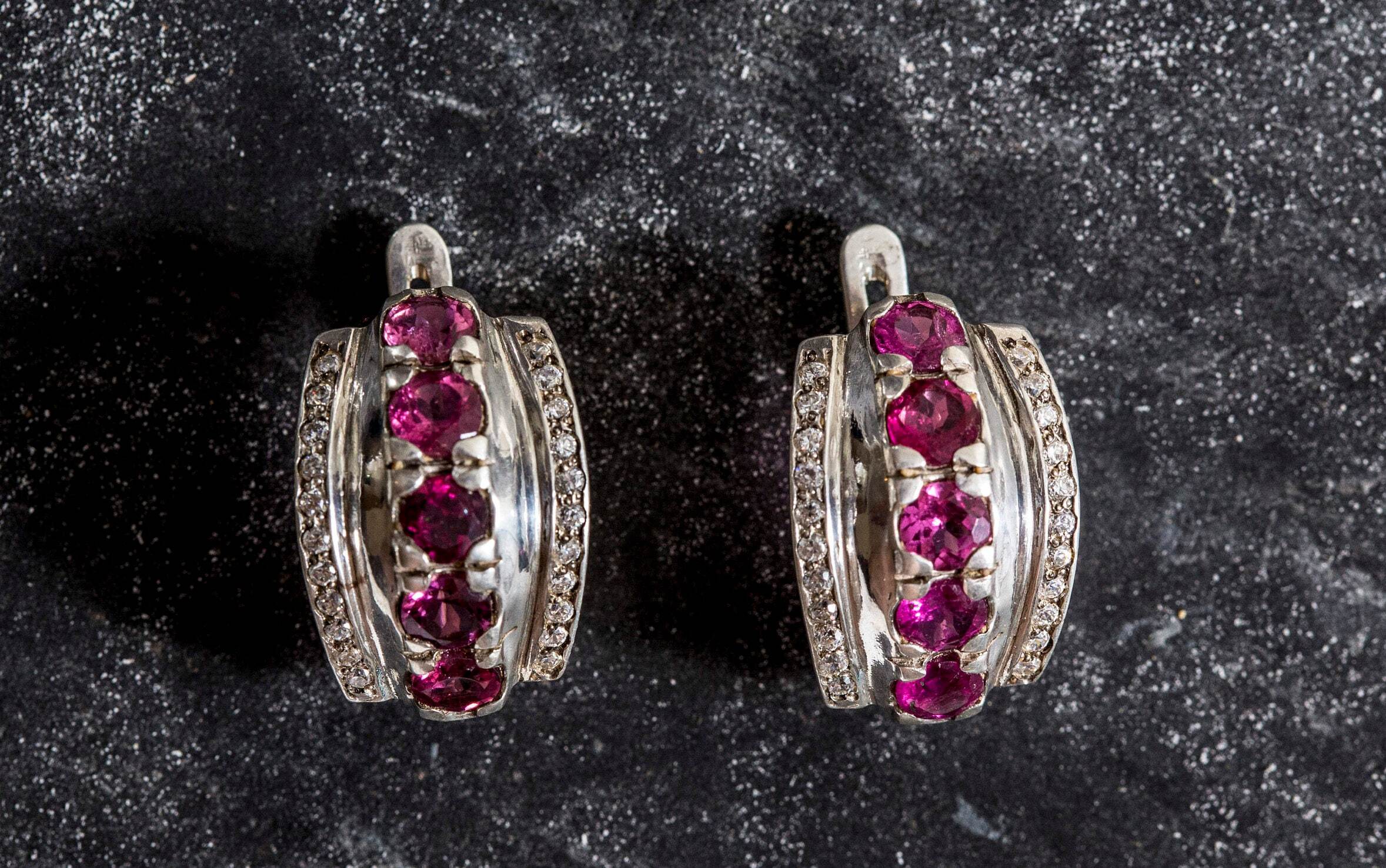 Tourmaline Earrings, Pink Tourmaline Earrings, Natural Tourmaline, Unique Earrings, October Birthstone, Silver Earrings, Tourmaline