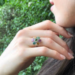 Adina Stone material options for 925 Sterling Silver, 18K Yellow Gold Vermeil, 18K White Gold Vermeil, 18K Rose Gold Vermeil.