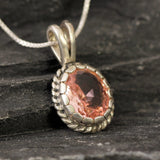 Gold Morganite Pendant - Vintage Morganite Necklace, Pink Oval Pendant