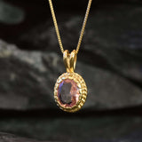 Gold Morganite Pendant - Vintage Morganite Necklace, Pink Oval Pendant