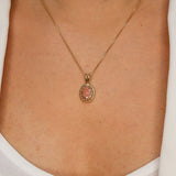 Gold Morganite Pendant - Vintage Morganite Necklace, Pink Oval Pendant