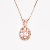 Gold Morganite Pendant - Vintage Morganite Necklace, Pink Oval Pendant