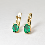 Beautifully crafted Created Emerald Earrings in 18k Gold Vermeil, a meaningful May birthstone gift for any occasion.