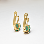 Created Emerald Earrings in 18k Gold Vermeil, May Birthstone, ideal for everyday wear and special gifting occasions.