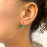 Created Emerald Earrings made in 18k Gold Vermeil with Oval Created Green Emerald in Prong setting, May Birthstone gift idea, symbolizes, ideal for everyday wear and perfect for birthday gifting and special occasions.