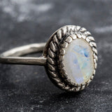 Moonstone Vintage Ring - June Birthstone Ring - Solitaire Moonstone Ring