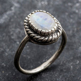 Moonstone Vintage Ring - June Birthstone Ring - Solitaire Moonstone Ring