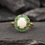 Elegant 18k Gold Vermeil Opal Ring featuring White Opal, ideal for timeless everyday elegance and October birthday celebrations.