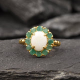 Elegant 18k Gold Vermeil Opal Ring featuring White Opal, ideal for timeless everyday elegance and October birthday celebrations.