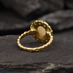 18k Gold Vermeil Opal Ring with White Opal, a chic October birthstone accessory, perfect for stylish gifting and everyday wear.