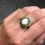 18k Gold Vermeil Opal Ring with White Opal, October Birthstone, perfect for casual wear and special birthday gifts.