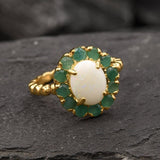 Opal Ring made in 18k Gold Vermeil with White Opal in setting, October Birthstone gift idea, symbolizes hope, purity, and truth, ideal for everyday wear and perfect for birthday gifting and special occasions.