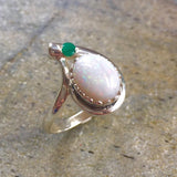 Natural Australian Opal Ring made in 925 Sterling Silver with Oval Natural White Australian Opal in Prong setting, October Birthstone gift idea, symbolizes hope, purity, and truth, ideal for everyday wear and perfect for birthday gifting and special occasions.