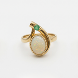 Natural Australian Opal Ring made in 18k Gold Vermeil with Oval Natural White Australian Opal in Prong setting, October Birthstone gift idea, symbolizes hope, purity, and truth, ideal for everyday wear and perfect for birthday gifting and special occasions.