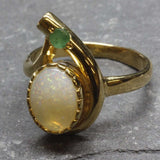 Opal Gold Ring - Teardrop Ring, Natural Opal Ring, October Birthstone Ring