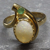 Opal Gold Ring - Teardrop Ring, Natural Opal Ring, October Birthstone Ring