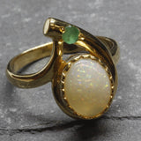 Opal Gold Ring - Teardrop Ring, Natural Opal Ring, October Birthstone Ring