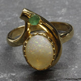 Opal Gold Ring - Teardrop Ring, Natural Opal Ring, October Birthstone Ring