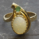 Opal Gold Ring - Teardrop Ring, Natural Opal Ring, October Birthstone Ring