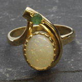 Opal Gold Ring - Teardrop Ring, Natural Opal Ring, October Birthstone Ring