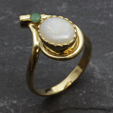 Opal Gold Ring - Teardrop Ring, Natural Opal Ring, October Birthstone Ring