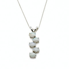 Long Opal Pendant, Natural Opal, Fire Opal Necklace, Vertical Pendant, Australian Opal, October Birthstone, Layering Necklace, Solid Silver