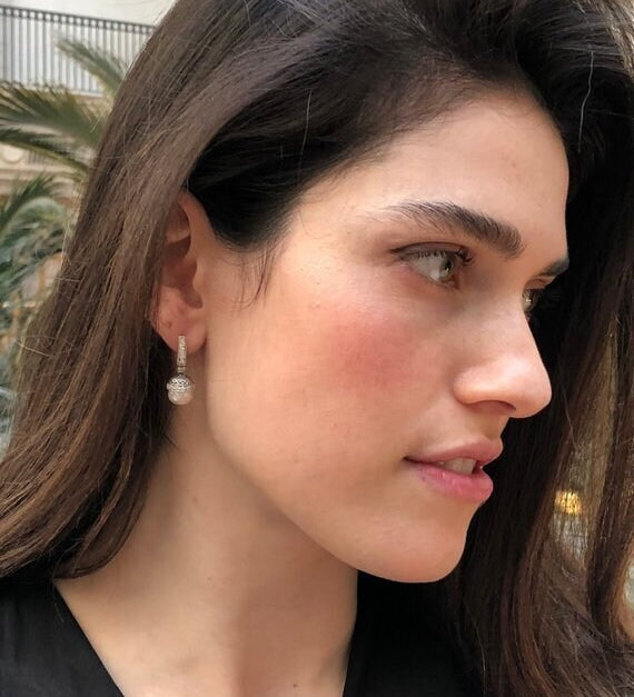 Real Pearl Earrings, Beige Pearl, Natural Pearl, Vintage Earrings, June Birthstone, Pink Pearl, Real Pearl, Beige Earrings, Silver Earrings