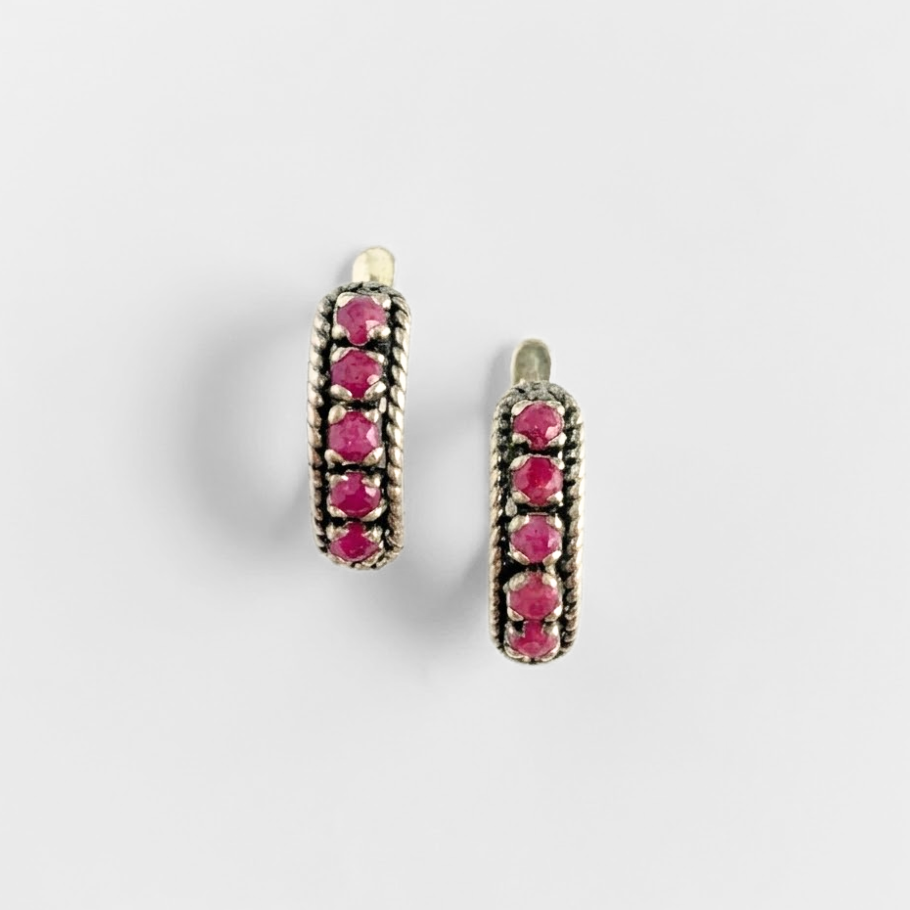 Natural Ruby Earrings made in 925 Sterling Silver with Round Natural Red Ruby in Channel-Set setting, July Birthstone gift idea, symbolizes nobility, purity, and passion, ideal for everyday wear and perfect for birthday gifting and special occasions.