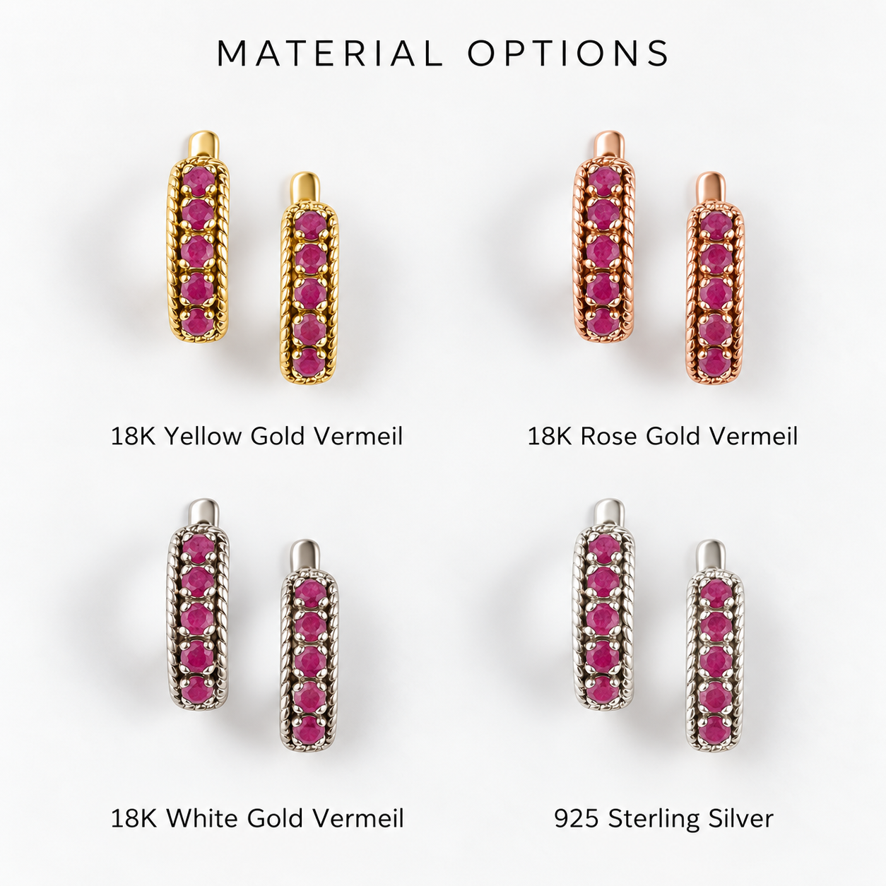 Stylish channel-set natural ruby earrings in 925 sterling silver, a timeless gift symbolizing love and passion.