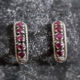 Ruby Vintage Earrings - Half Hoops Earrings - Natural Ruby Earrings