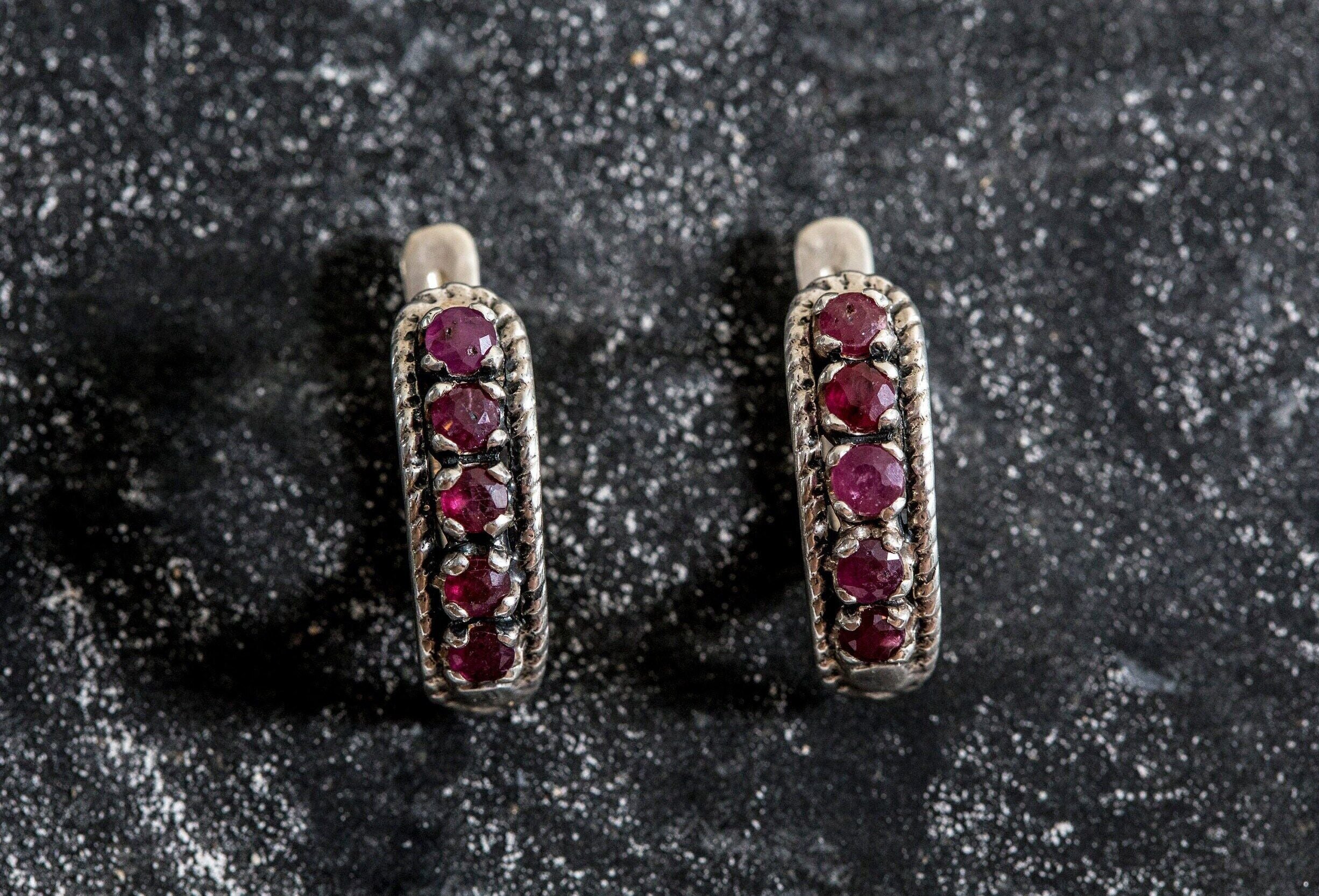 Natural Ruby Earrings made in 925 Sterling Silver with Round Natural Red Ruby in Channel-Set setting, July Birthstone gift idea, symbolizes nobility, purity, and passion, ideal for everyday wear and perfect for birthday gifting and special occasions.