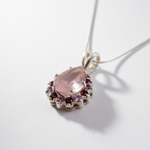 Rose Quartz and Amethyst Necklace with Garnet accents in 925 Sterling Silver, stylish for everyday use and thoughtful gifts.