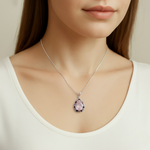 Rose Quartz Pendant with Amethyst and Garnet accents in 925 Sterling Silver, perfect for daily wear and special gifts.