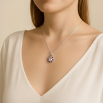 Stunning Rose Quartz and Amethyst Necklace with Garnet details in 925 Sterling Silver, perfect for any occasion or daily wear.