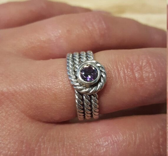 Silver Rope Ring, Chrysoprase Ring, Natural Chrysoprase, Thick Silver Ring, Wide Ring, Australian Chrysoprase, Vintage Ring, May Birthstone