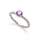 Dainty Amethyst Ring - Purple Gemstone Ring - Stackable Silver Ring