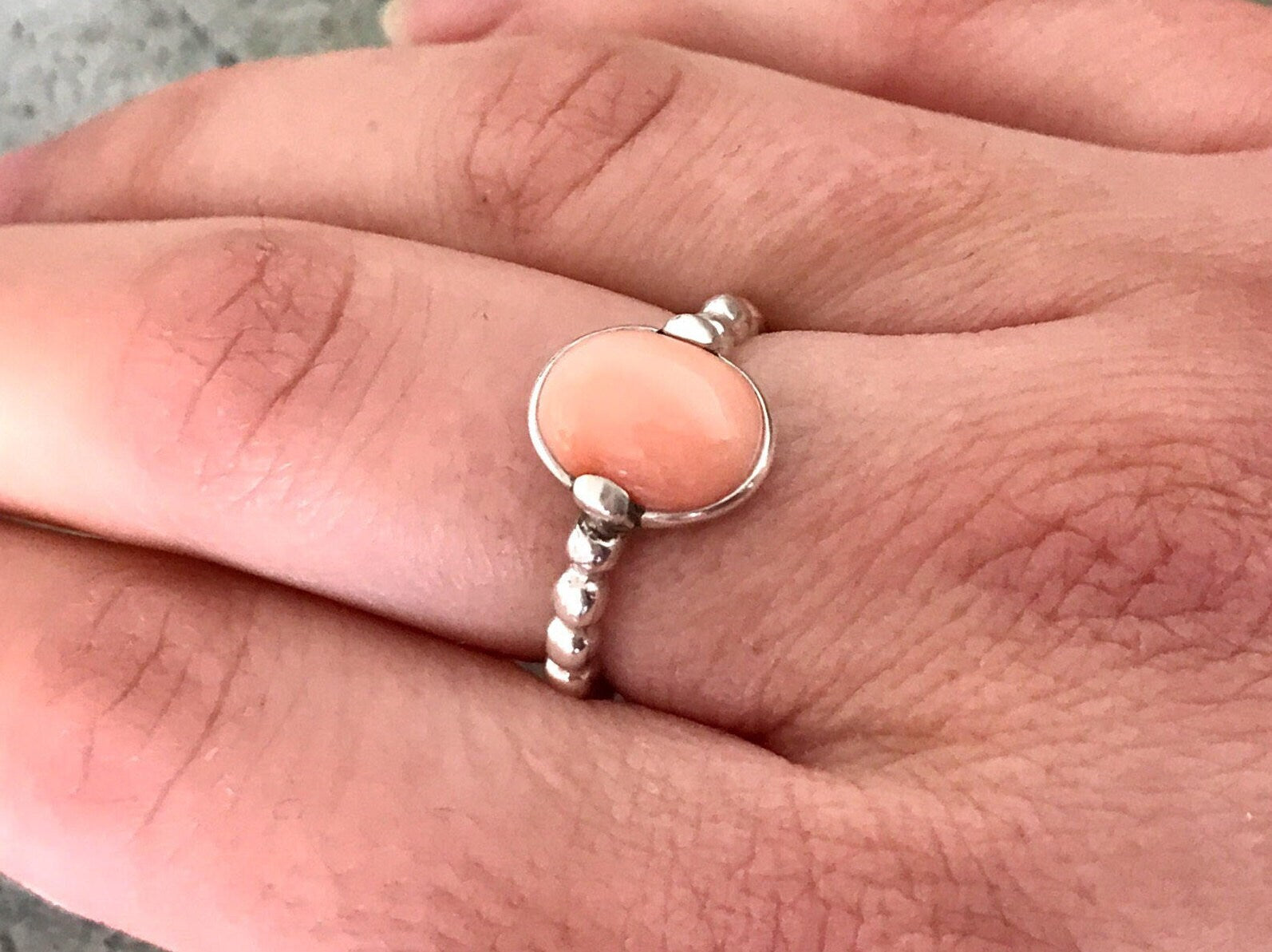 Coral Ring, Natural Coral, March Birthstone, Angel Skin Coral, Pink Coral, Vintage Rings, Vintage Coral Ring, Pink Ring, Solid Silver Ring